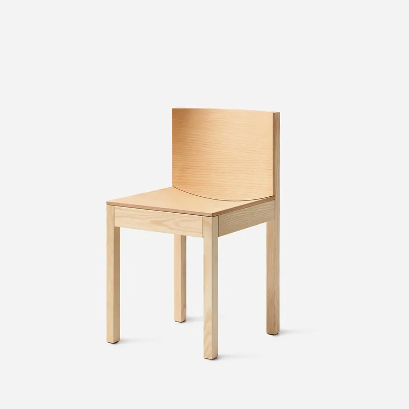 Block Chair: A flat-pack dining chair made of ash wood, combining a clean orthogonal profile with surprisingly comfortable seating. by Delo